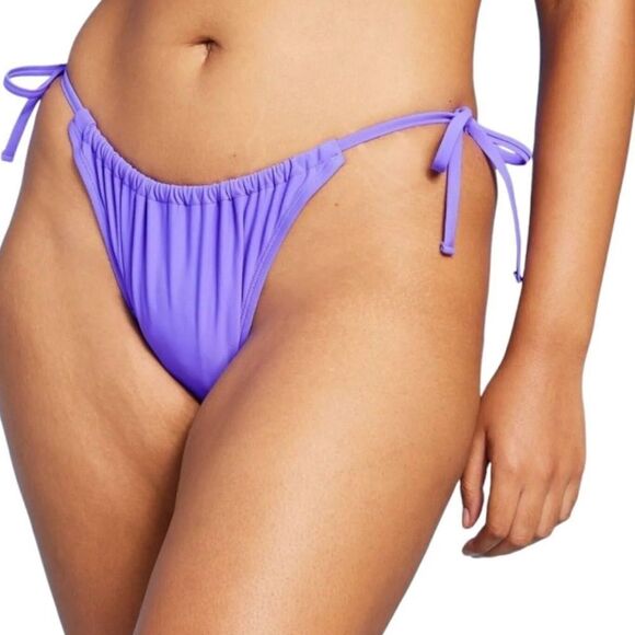 NWT Wild Fable Women’s Light Blue Side Ties Scoop Bikini Bottom - Size L 12/14 - Picture 4 of 8